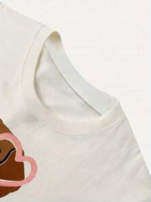 Nueva llegada de verano 2026: Camiseta de manga corta con estampado de corazón de dachshund, top casual para mujer, ideal para el verano y las vacaciones, 100% algodón, talla grande, se puede usar para salidas, moda urbana y uso diario. - Negro - Ver 9