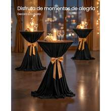 VASAGLE Bar Table Round Cocktail High Parte Superior Pub Bistro Mesa para Fiesta de acontecimientos Cocina Comida Bar en el hogar Negro Marco de Metal Resistente - Tinta negra negra mate - Ver 6