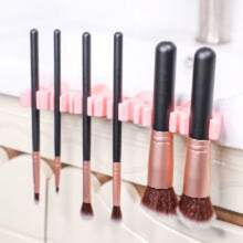 Estante de pared de silicona para brochas de maquillaje, azul, grande, 2 estantes, multifuncional, suave y delicado, con ventosas autoadhesivas, para cosméticos y artículos pequeños - Multicolor - Ver 1