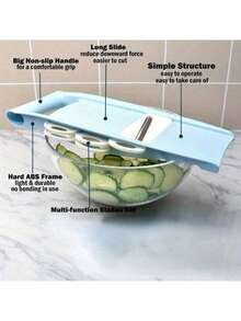 五合一多功能切菜器套装，包括水果切片器、手动绞肉机、蔬菜切丝器、土豆切丝器及其他实用厨房工具 - 彩色 - 查看 6