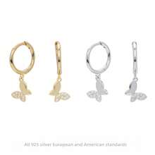 Delicate Butterfly Pendant Small Hoop Earrings, Minimalist Style Accent, Suitable For Daily And Party Wear - Silver - View 7