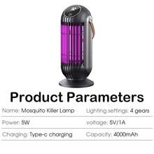 4000mAh USB-uppladdningsbar tyst optisk myggmedelslampa, myggmedelslampa för hemmabruk - Multifärgad - Visa 5