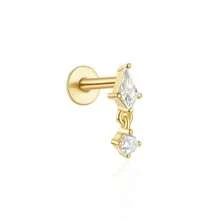 1Pc 925 Sterling Silver Earrings For Women Classic Romantic Tragus Stud Helix Stud Cartilage Stud Flat Back For Daily Wear Wedding Party Engagement Fine Jewelry - Gold - View 5