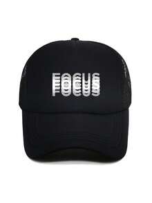 1件装时尚海绵帽 FOCUS字母印花成人卡车司机帽棒球帽钓鱼帽趣味礼物帽男女通用春夏款 - 彩色 - 查看 3