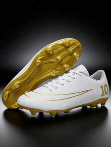 All-Season Competitive Sports Football Shoes, Campus Style Football Boots For Teenagers And Students, Football Training Shoes, Football Match Cleats, Long Studs Anti-Slip (Asymmetrical Camouflage Pattern On Upper) - White - View 9