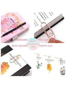 1/5pcs Stainless Steel Metal Clips Set, Multi-Functional Office & Study Organizer With Pen Holder, Stand & Hook Design, Ideal Notebook & Journal Accessories - View 9
