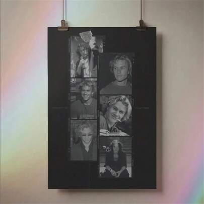 1 Pc Heath Ledger Tribute Poster - Retro Collage Art Canvas Print, Film Legend Wall Art Decoration Frameless Canvas Only