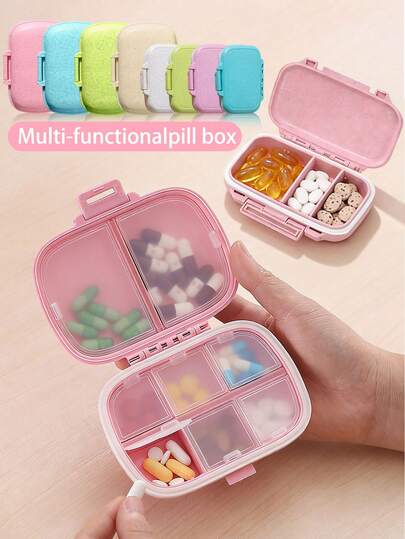 Przenośny organizer na tabletki z 8/3 przegródkami, wielofunkcyjny pojemnik na leki, wielokolorowy mini kompaktowy pojemnik na tabletki, mały rozmiar, regulowane i wyjmowane przegródki ułatwiające czyszczenie, mini przenośny organizer na tabletki, pojemnik do przechowywania tabletek, tygodniowy pojemnik na tabletki, dozownik tabletek, wygodny w przenoszeniu, do przechowywania i dystrybucji