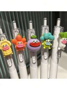 5支装高档外观毛笔，笔头0.5mm黑色凝胶笔，按压式笔，适用于办公和学习用品 - 長方形 - 查看 1