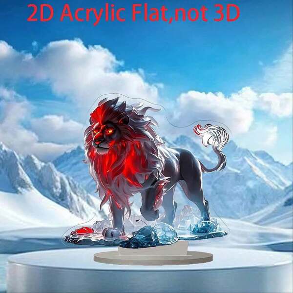 2D Acrylic Flat Boho Style Decor Figurine, With Fierce Red Eyes Conveying Majesty And Ferocity, Also A Nice Room Decoration