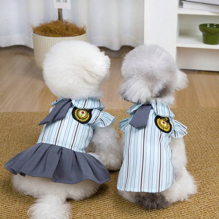 Pet Clothes, Spring/ Dress, Animal Shirt, Dog Couple Outfit, Cat Apparel - Blue - View 1