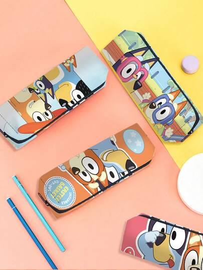 Bluey Cartoon Pencil Case - Cute School Accessory Box For Portable Pencil Storage. Includes Wallet, Purse, Mini Bag, Travel Accessories. Ideal Gift For Birthdays, For Friends And Teachers.