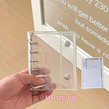 Caderno Transparente De Folhas Soltas Nos Tamanhos A8/A7/A6/M5 (1 Peça), Com 10 Ou 20 Páginas De Adesivos. Ideal Para Guardar Fotos E Cartões De K-Pop, Com Capa De Macio E Fecho Duplo. Perfeito Para Projetos Diy, Álbuns De Fotos, Cadernos De Adesivos, Agendas, Material Escolar E Artigos De Escritório. Perfeito Para Entusiastas De Diários, Fãs De K-Pop, Profissionais, Estudantes E Amantes De Papelaria. - Claro - Ver 13