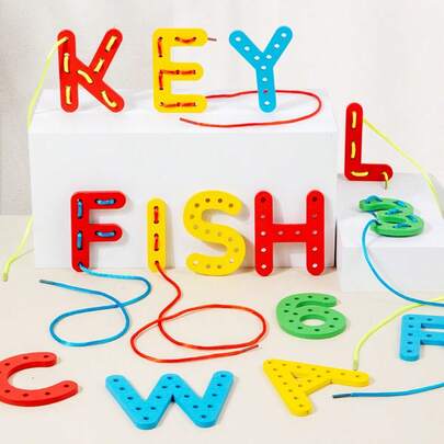 Rope Letter & Number Threading Toy Set – Montessori Educational Learning For Toddlers 3+, Fine Motor Skills Development, Preschool ABC & Math Activity With Colorful Lacing Cards, Perfect For Boys & Girls, Ideal Gift For Birthday & Christmas