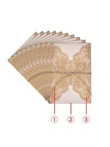 Lace Cut-Out Invitation Card With Envelope And Inserts - No Electricity Needed, Paper Handmade Greeting Card For Weddings, Engagements, Baptisms, Party Gifts, Thank You, Birthdays, And Valentine's Day - Multicolor - View 10