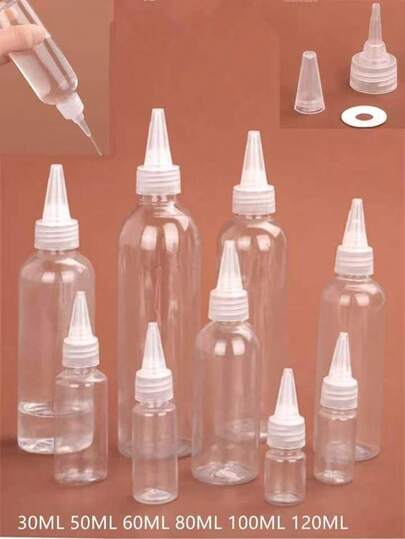 2/10pcs Pointed Tip Squeeze Plastic Bottles, Empty Liquid Packaging Containers 30ml/50ml/100ml/120ml/60ml, Cosmetic Refillable Travel Bottles