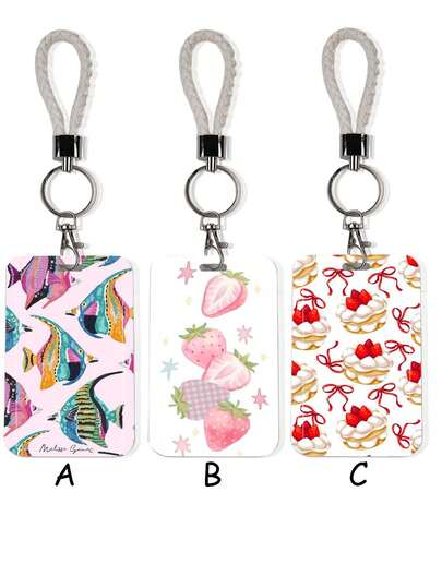 1pc Cute Card Holder, High-Quality Student/ID Card Protector With Woven Lanyard, Lightweight & Portable For Commuting, Office, Daily Use