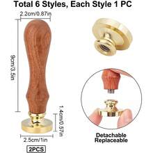 8pcs Set (6 Stamp Heads + 2 Handles), Plant Leaf & Floral Pattern Wax Seal Stamp Kit - Set 3 - View 9