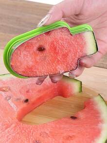 2 piezas Rebanador de sandía y molde para paletas de hielo de acero inoxidable - Rebanador de fruta manual simple con mangos verdes - Multicolor - Ver 7