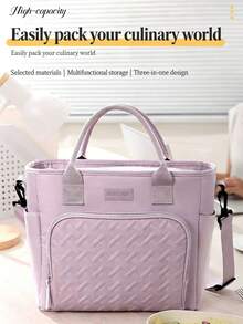Large Capacity Insulated Lunch Bag, Essential For Office Workers, Long-Lasting Temperature Retention, Waterproof & Durable Material, Adjustable Shoulder Strap + Comfortable Handle, Suitable For Commuting, School, Picnic - Multicolor - View 4