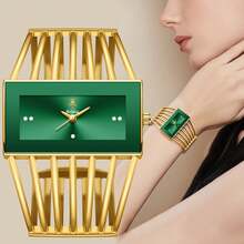 YaLaLuSi Vintage Bohemian-Style Women's Quartz Watch Skeleton Bracelet Watch Exquisite Square Dial Crystal-Studded Markers Elevates Feminine Charm Perfect For Travel, Parties, And Everyday Wear Ideal Gift For Loved Ones And Family Top Choice For Valentine's Day, Birthdays, And All Special Occasions - Gold - View 7