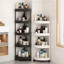 1pcCorner Shower Caddy, Bathroom Corner Shelf, Freestanding Shower Storage,Plastic Bathroom Shelving, Black Shower Organizer, Rustproof Bathroom Rack.Space Saving Bathroom Storage, Corner Shower Organizer, Small Bathroom Shelving Unit,No Drill Shower Caddy, Freestanding Corner Shelf, Damage-Free Bathroom Storage - 5層黑色四滑輪 - 查看 5