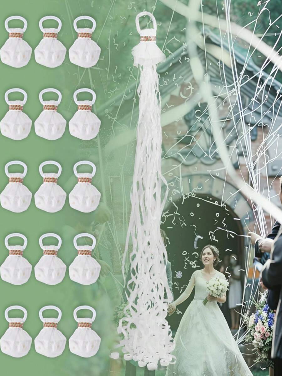 1 pieza Confeti para lanzar a mano en bodas /Cinta blanca/Adecuado para bodas, despedidas de soltero, cumpleaños, graduaciones, celebraciones de fiestas - multicolor - Ver 1