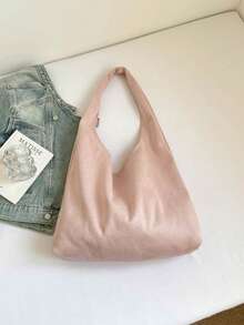 星形印花手提包，少女粉色单肩包，休闲大容量腋下包 - 粉色 - 查看 6