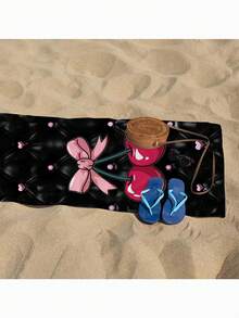 1pc Heart-Shaped Cherry Design Beach Towel, Extra Large & Ultra-Soft Microfiber Quick Dry Beach Towel, Lightweight & Soft For Travel, Swimming, Camping - A - View 5