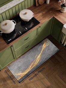 1pc Silica Gel Kitchen Mat, Luxury Gold Veined Pattern With Distressed Gray Base, Flowing Gold Lines And Scattered Sparkles Presenting A Dynamic Modern Art Aesthetic, Surface Fabric Material, Middle Sponge Absorbent Material, Bottom Rubber Material Anti-Dirty Waterproof Kitchen Rug And Carpet - Multicolor - View 14