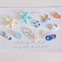 12pcs Resin Starfish, Seashell And Beach Sandal Decorations - Detachable Ocean Themed Shoe Charms Suitable For DIY Slippers, Sandals, Shoes And Bags Decoration - Multicolor - View 2