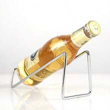 Estante de vino de metal no empotrado soporte de mesa para botellas de vino soporte para botellas de vino diseño geométrico para mesa soporte perfecto para vino plateado - plateado - Ver 3