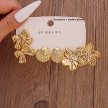 2-8 Pairs Of High-Quality Fashionable Women's Earring Sets, Including Petals, Shells, Bows, And Water Droplet Elements - Elegant Encounter Style, Perfect For Daily Wear, Dates, Parties, Outings, And Gifts (Preferred Gifts: Mothers And Close Friends) - Shape - View 2