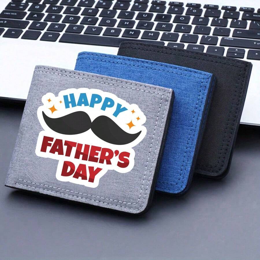 1pc Father's Day Pattern Coin Purse, Father's Day Text Wallet, Multi-Card Slot Card Holder Casual Wallet, Suitable As Father's Day Gift, Dad's Day Gift, Gift Giving - Multicolor - View 1