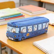 Pencil Case Creative Large Capacity Bus Pencil Case Cartoon Pencil Case Student Bus Pencil Case Stationery Case School Supplies - 霧霾藍 - 查看 8