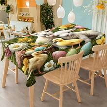 1pc Spring Easter Egg & Lamb Print Table & Chair Cover, Rectangular Tablecloth, Durable & Stain-Resistant, Polyester Material, Suitable For Family Gatherings, Easter Parties, Indoor/Outdoor Use - Multicolor - View 7
