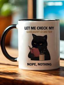 1pc 325ml Cute Black Cat Mug, Ceramic Coffee Cup, Let Me See My Water Cup, Suitable For Cold And Hot Drinks, Juice, Milk, Coffee In All Seasons, Ideal Gift For Christmas, Birthday, Thanksgiving, Back To School - Multicolor - View 6