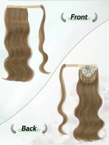 环绕式马尾辫，自然长波浪马尾辫接发，18英寸耐热合成自然波浪假发，环绕式马尾辫接发，适合女性日常使用 - 彩色 - 查看 3