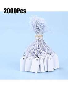 100/200/500/2000个装价格标签、标记标签、礼品标签、带绳价格标签，可用于展示价格、礼品、珠宝等，尺寸为1.38 x 0.87英寸 - 白色 - 查看 15