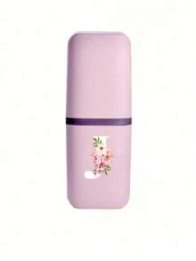 Pink Portable Travel Toothbrush Cup, Haitang Flower Letter A-Z Pattern, Mouthwash Cup, Household Bathroom Storage, Mouthwash Cup, Travel Toothbrush Box, Makeup Brush Storage Box, Multifunctional Toothbrush Cup, Alcohol Free, Plastic Material, Compact Design, Very Suitable For Oral Care Anytime, Anywhere. Outdoor Business Travel Supplies Box, Suitable For Travel, Camping, Business Trips, And School, Essential For Outdoor Travel - Multicolor - View 13