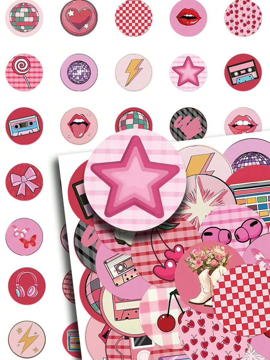 50pcs Highlight Covers Stickers Aesthetic Vibes For Journal, Phone Case, Tablet, Water Bottle, Desk, Helmet, Bike, Luggage, Waterproof Decals - Multicolor - View 1