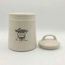 Ceramic Coffee Canister JarsAirtight Coffee Storage Container with Handle Lid Ceramic Food Storage Jars for Coffee Beans Vacuum Sealed Vintage Kitchen Canisters Large 8.5 inches Beige - Beis - Ver 2
