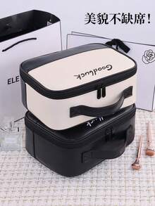 New Arrival Large Capacity Portable PU Cosmetic Bag, Sectioned Travel Toiletry Organizer, Small Handheld Cosmetic Case - Multicolor - View 4