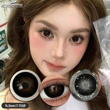 Eyeshare 1副彩色隐形眼镜，黑色美瞳，大眼美瞳，灰色美瞳，绿色美瞳，自然棕色美瞳 - 黑色 - 查看 8