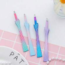 High Precision Stainless Steel Slanted Eyebrow Tweezers, Reusable Ombre Eyebrow Clip, Can Grip Fine Hairs, Pagoda Non-Slip Sandblasted Design, Beauty Makeup Tool, Eyebrow Grooming Tool - Multicolor - View 4