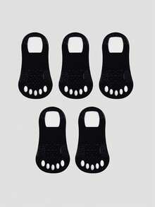 5双黑色五趾袜，女士隐形船袜，带硅胶防滑设计，超薄，适合搭配高跟鞋 - 彩色 - 查看 3