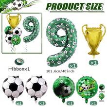 7件套足球主题派对装饰套装，包括0-9数字40英寸绿色足球铝箔气球和金色奖杯，适合生日、周年庆典、体育主题派对装饰。 - 足球獎杯款 - 查看 15