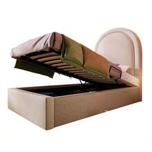 Upholstered Children's Bed, Single Bed With Cosmic Pattern, 90 X 200 Cm, Beige, PU For Boys And Girls (Mattress Not Included) - Apricot - View 7