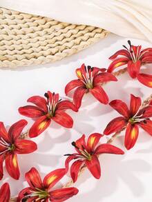 1pc Bohemian Tropical Imitation Flower Adjustable Headband, Women Hair Accessories - Multicolor - View 5