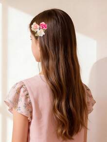 10个装女孩布艺花朵发夹，彩色3D玫瑰发卡，甜美清新不伤发侧刘海发夹，多功能高品质发饰，适合日常、上学、旅行 - 彩色10件 - 查看 3